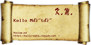 Kello Máté névjegykártya